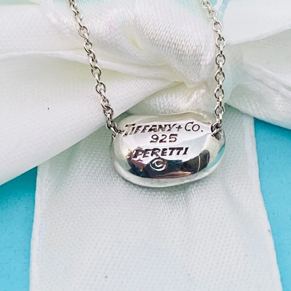 Vintage Tiffany & Co. Elsa Peretti Mini Bean Necklace 11mm Sterling Silver 16” - Picture 3 of 6